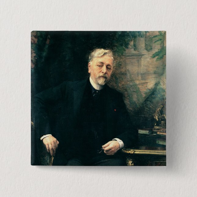 Macaron Carré 5 Cm Portrait de Gustave Eiffel 1905 (Devant)