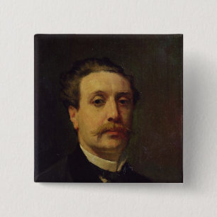 Macaron Carré 5 Cm Portrait de Guy de Maupassant 1876