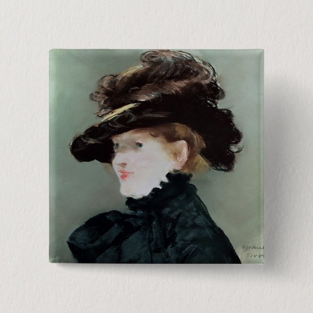 Macaron Carré 5 Cm Portrait de Mery Laurent 1882 (Devant)