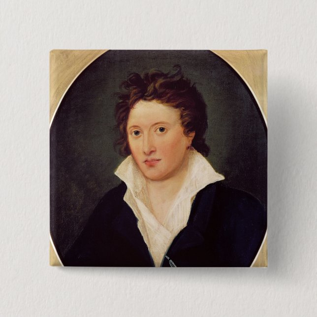 Macaron Carré 5 Cm Portrait de Percy Bysshe Shelley, 1819 (Devant)