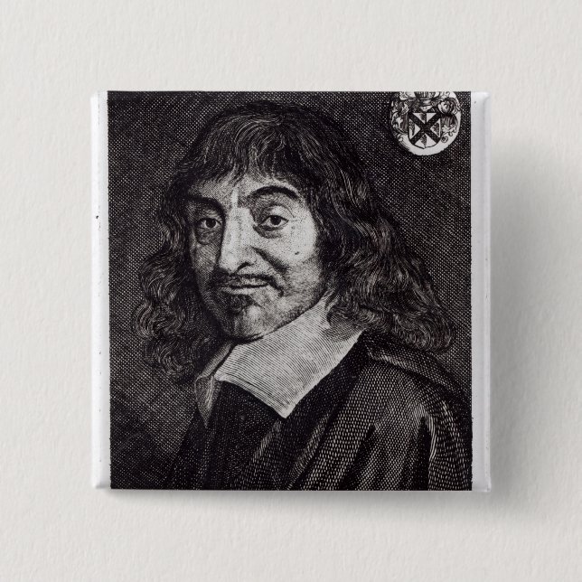 Macaron Carré 5 Cm Portrait de Rene Descartes (Devant)