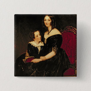 Macaron Carré 5 Cm Portrait d'Eliza Boardman et son fils, Robert, 18