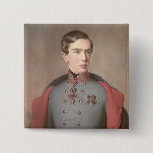 Macaron Carré 5 Cm Portrait d'empereur Franz Joseph de l'Autriche