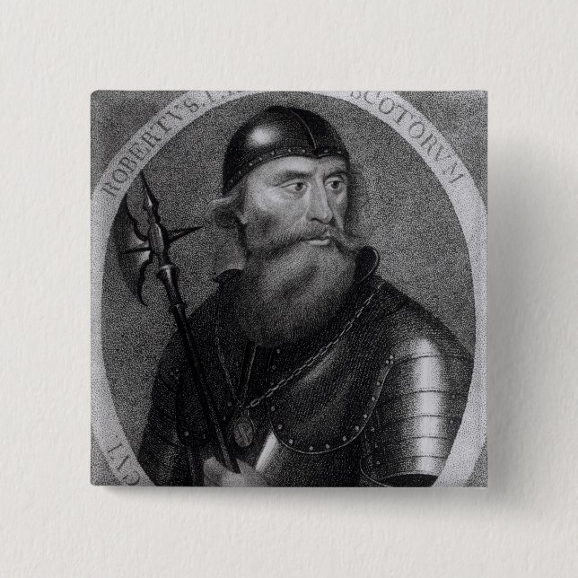 Macaron Carré 5 Cm Portrait du Roi Robert I de l'Ecosse (Devant)