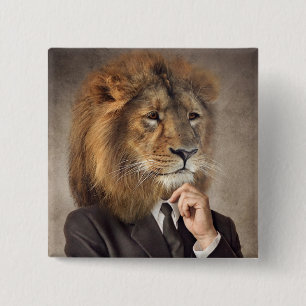 Macaron Carré 5 Cm Portrait d'un lion