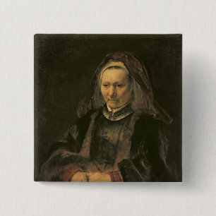 Macaron Carré 5 Cm Portrait d'une femme âgée, C. 1650