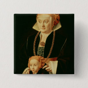 Macaron Carré 5 Cm Portrait d'une femme avec sa fille