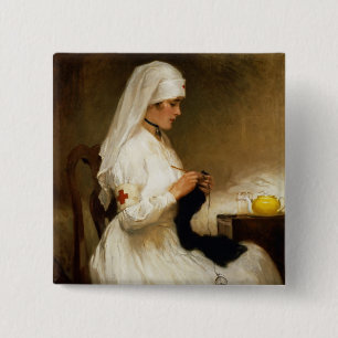 Macaron Carré 5 Cm Portrait d'une infirmière de la Croix-Rouge