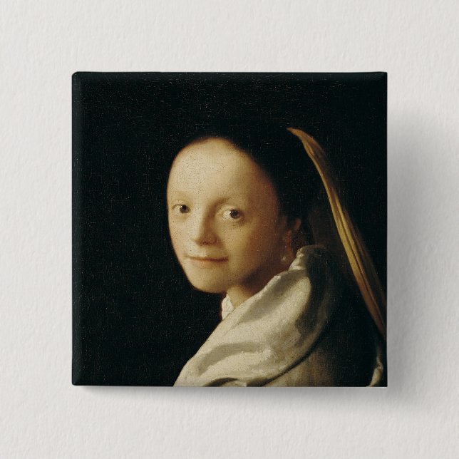 Macaron Carré 5 Cm Portrait d'une jeune femme, c.1663-65 (Devant)