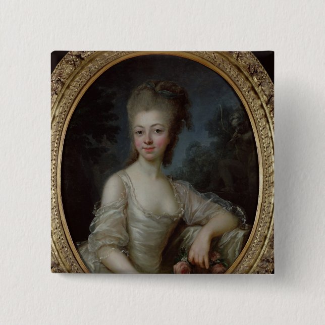 Macaron Carré 5 Cm Portrait d'une jeune fille, 1775 (Devant)