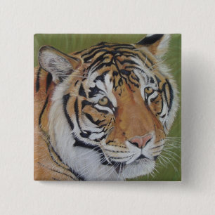 Macaron Carré 5 Cm portrait peinture de tigre aux yeux tristes grand
