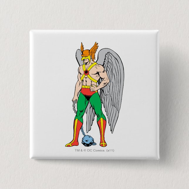 Macaron Carré 5 Cm Pose de la Permanence d'Hawkman (Devant)