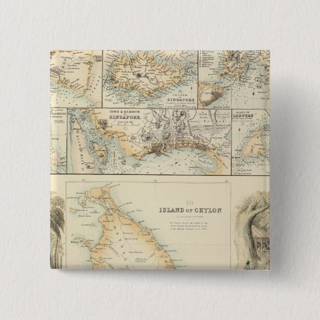 Macaron Carré 5 Cm Possession britannique en mer d'Inde (Devant)