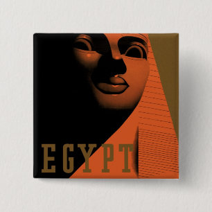 Macaron Carré 5 Cm Poster Vintage voyage avec Sphinx, Egypte, Afrique