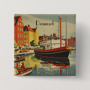 Macaron Carré 5 Cm Poster Vintage voyage Danemark personnalisable