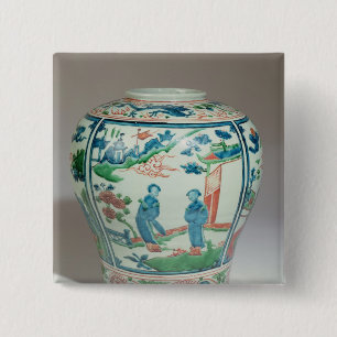 Macaron Carré 5 Cm Pot oviforme polychrome de Swatow, fin du 16ème
