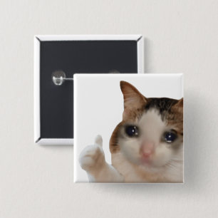 Macaron Carré 5 Cm Pouce en l'air Ok Chat Meme Épinglette Bouton