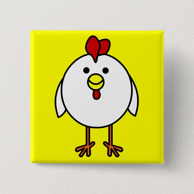 Macaron Carré 5 Cm Poulet heureux mignon (Devant)
