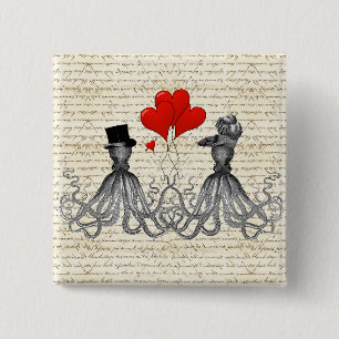 Macaron Carré 5 Cm Poulpes vintages et coeurs