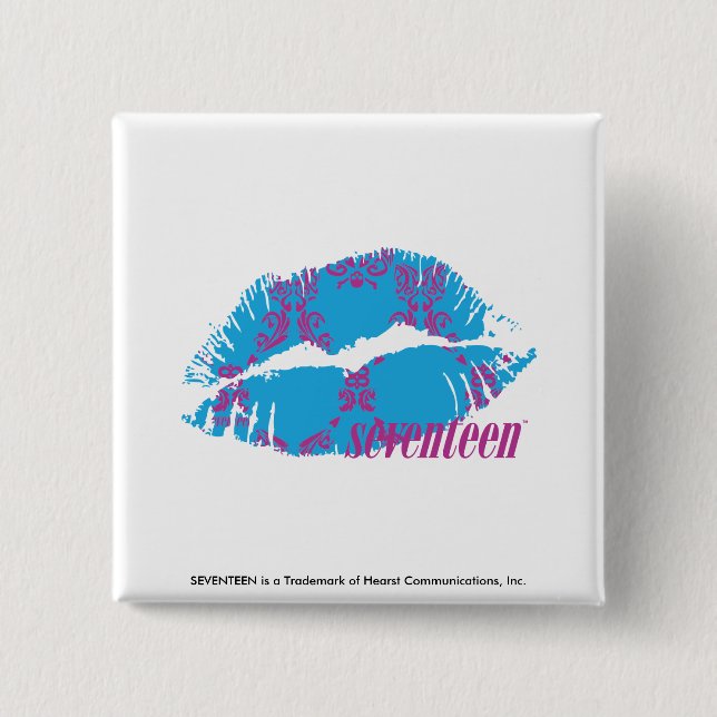 Macaron Carré 5 Cm Pourpre-Aqua de damassé (Devant)