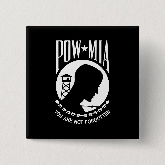 Macaron Carré 5 Cm POW MIA Héros militaires américains Prisonniers de (Devant)