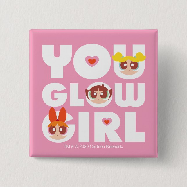 Macaron Carré 5 Cm Powerpuff Girls : You Glow Girl (Devant)