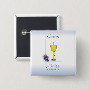 Macaron Carré 5 Cm Première communion de petit-fils, Chalice avec hôt