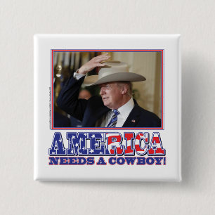 Macaron Carré 5 Cm Président Trump Cowboy Américain