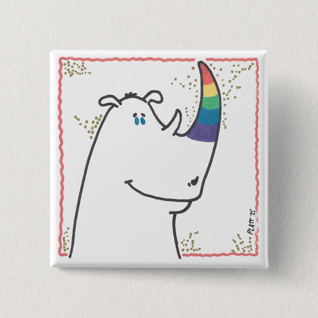 Macaron Carré 5 Cm Pride Rhino Button (Devant)