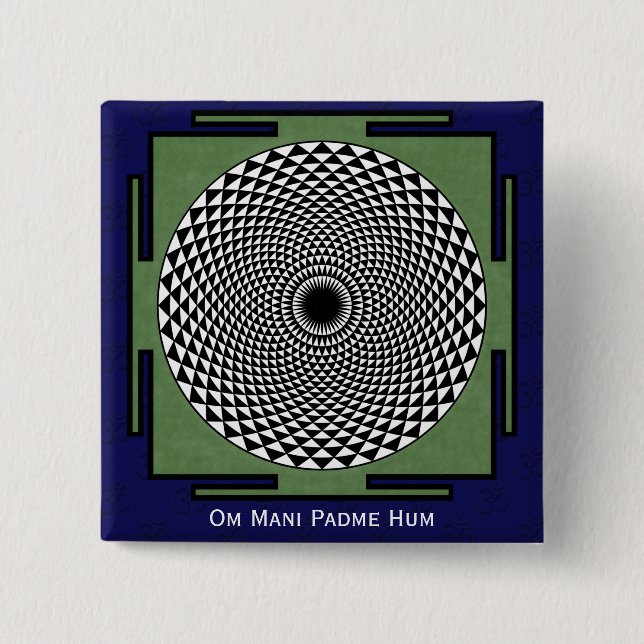 Macaron Carré 5 Cm prière mandala Om Mani Padme Hum (Devant)