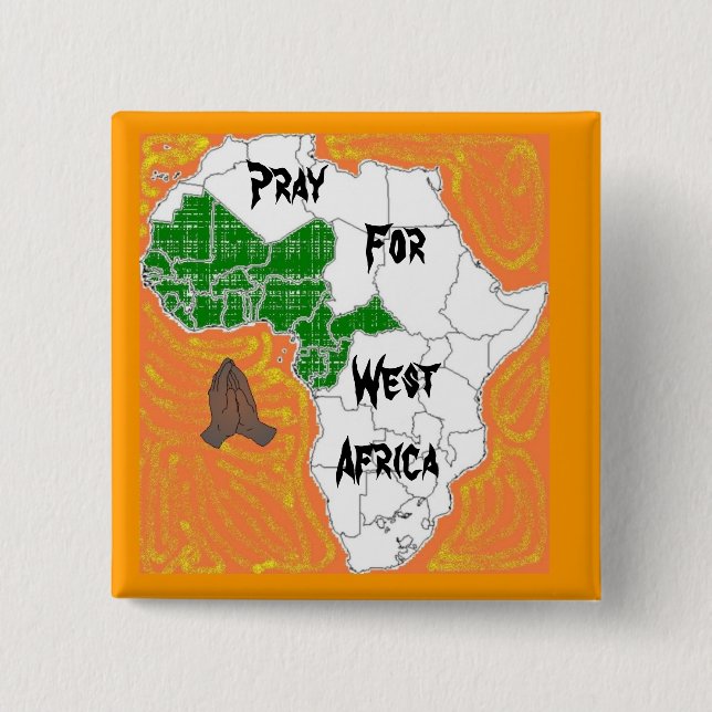 Macaron Carré 5 Cm Priez pour l'Afrique de l'ouest (Devant)