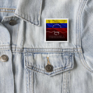 Macaron Carré 5 Cm Priez pour le Venezuela – Drapeau Vénézuélien Desi