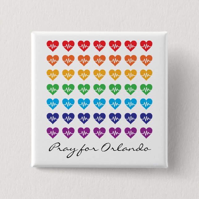 Macaron Carré 5 Cm Priez Pour Orlando One Pulse Rainbow Heart (Devant)