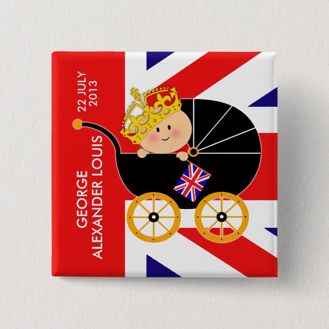 Macaron Carré 5 Cm Prince George Royal Baby Button (Devant)