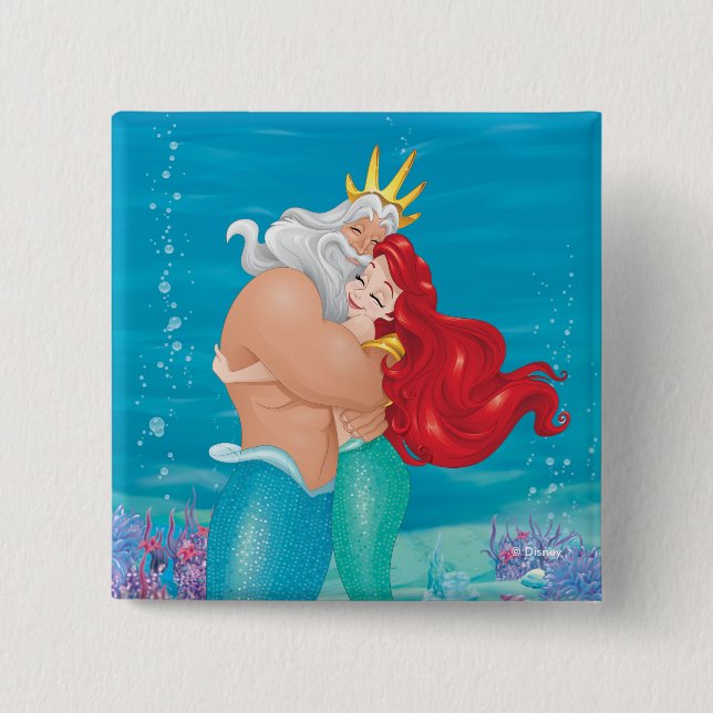 Macaron Carré 5 Cm Princesse Ariel et King Triton Hug (Devant)