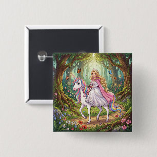 Macaron Carré 5 Cm Princesse de dessin animé chevauchant la licorne
