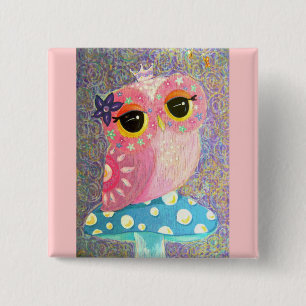 Macaron Carré 5 Cm Princesse féerique Button de hibou