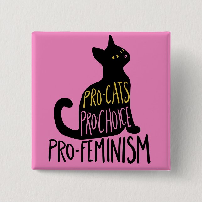 Macaron Carré 5 Cm Pro-chats Pro-choix pro-féminisme (Devant)