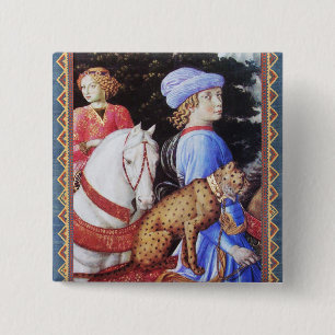 Macaron Carré 5 Cm Procession de Magus Melchior, Cheval, Chat sauvage