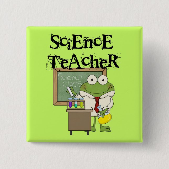 Macaron Carré 5 Cm Professeur de sciences de la grenouille (Devant)