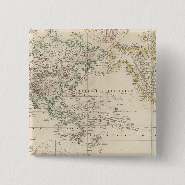 Macaron Carré 5 Cm Projection de Mercators dans le monde (Devant)