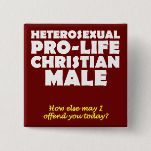 Macaron Carré 5 Cm Prolife Offensive Homme Christian Button Pin