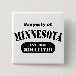Macaron Carré 5 Cm Propriété du Minnesota -texte noir