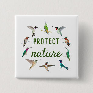 Macaron Carré 5 Cm Protéger la nature Colibri