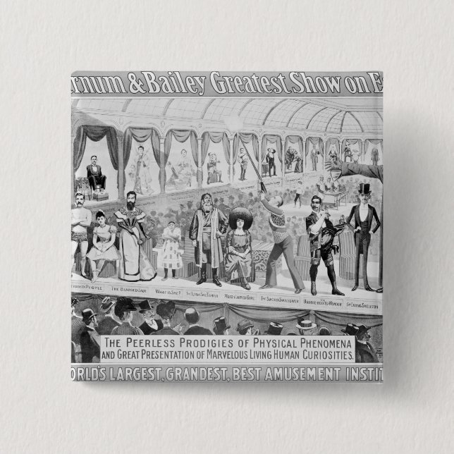 Macaron Carré 5 Cm Publicité par affichage, 'le Barnum et le Bailey (Devant)