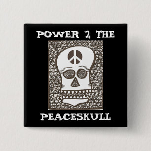 Macaron Carré 5 Cm Puissance au bouton de peaceskull