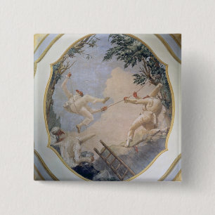 Macaron Carré 5 Cm Pulcinella sur une oscillation, 1797 (fresque)