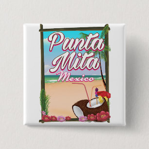 Macaron Carré 5 Cm Punta Mita, affiche de voyage de plage au Mexique