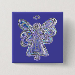 Macaron Carré 5 Cm Purple Holiday Guardian Angel Custom Pin Buttes