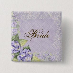 Macaron Carré 5 Cm Purple Hydrangea Swirl - Bouton de fête nuptiale